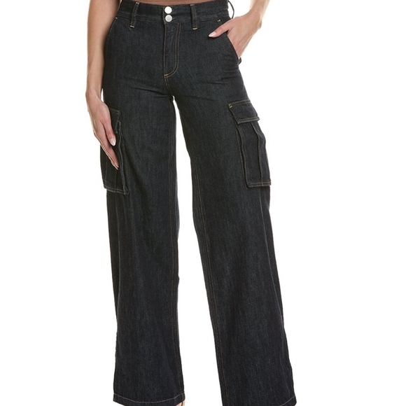 NWT 15B. Alice + Olivia Kai High Waisted Cargo Denim Jeans - Size 29 - 15B - Picture 1 of 10